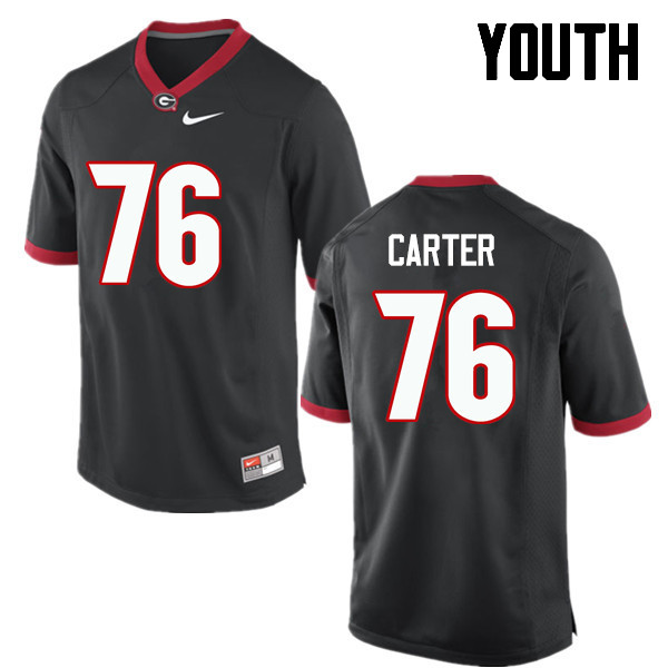 Youth Georgia Bulldogs #76 Michail Carter College Football Jerseys-Black - Click Image to Close